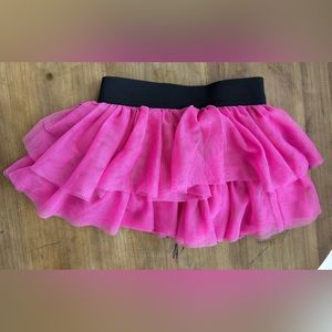 Stretch Pink and Black Ruffled Skirt
